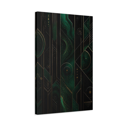 Side Mockup 3. Abstract Emerald Swirl shown as canvas print