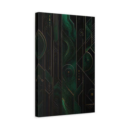 Side Mockup 4. Abstract Emerald Swirl shown as canvas print