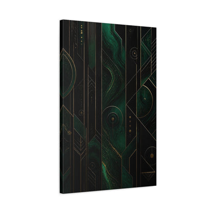 Side Mockup 2. Abstract Emerald Swirl shown as canvas print