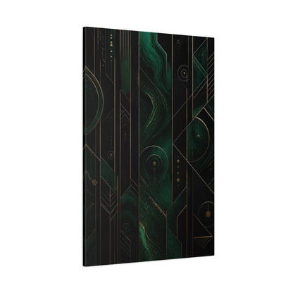 Side Mockup 1. Abstract Emerald Swirl shown as canvas print