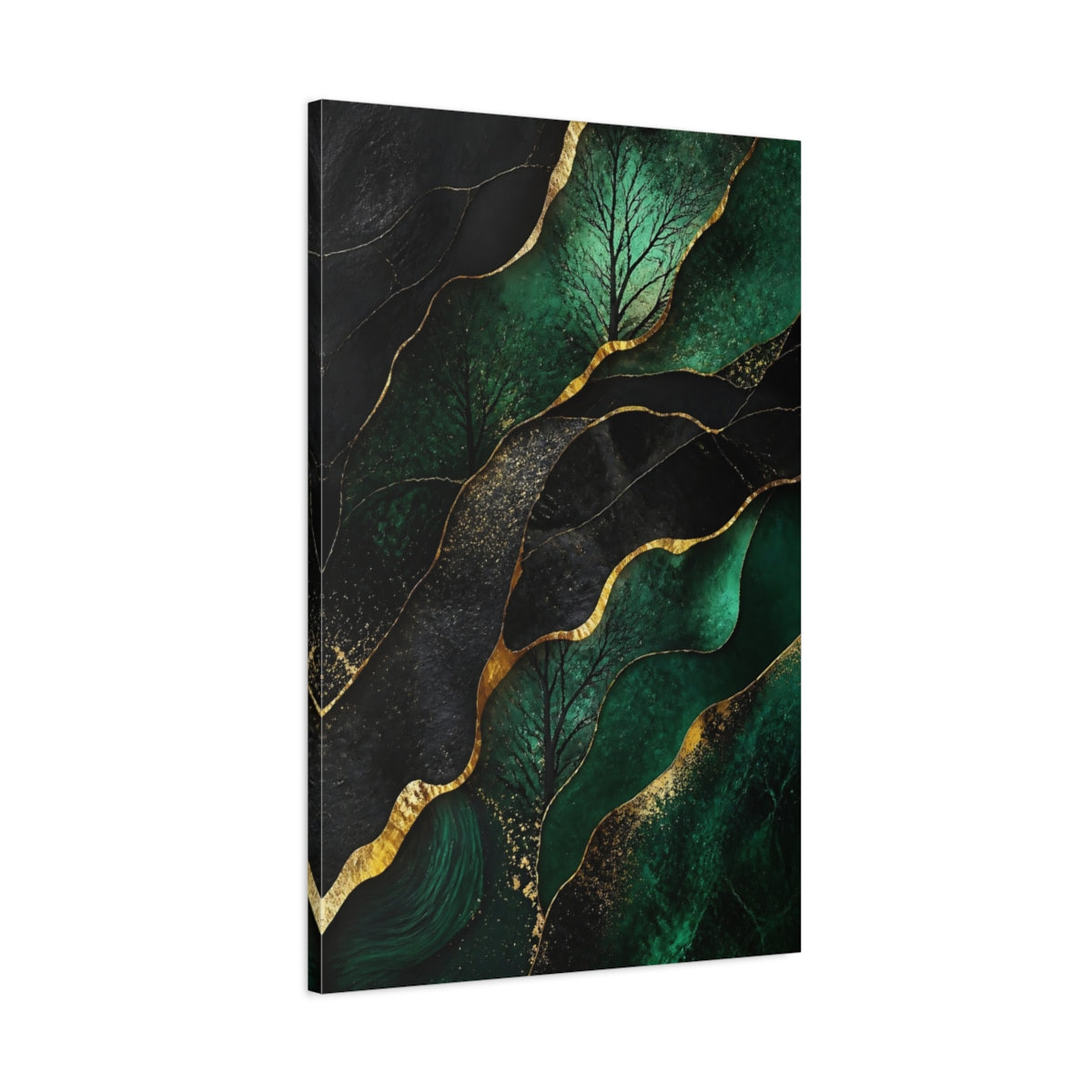 Main Mockup. Abstract Emerald Tree shown as canvas print