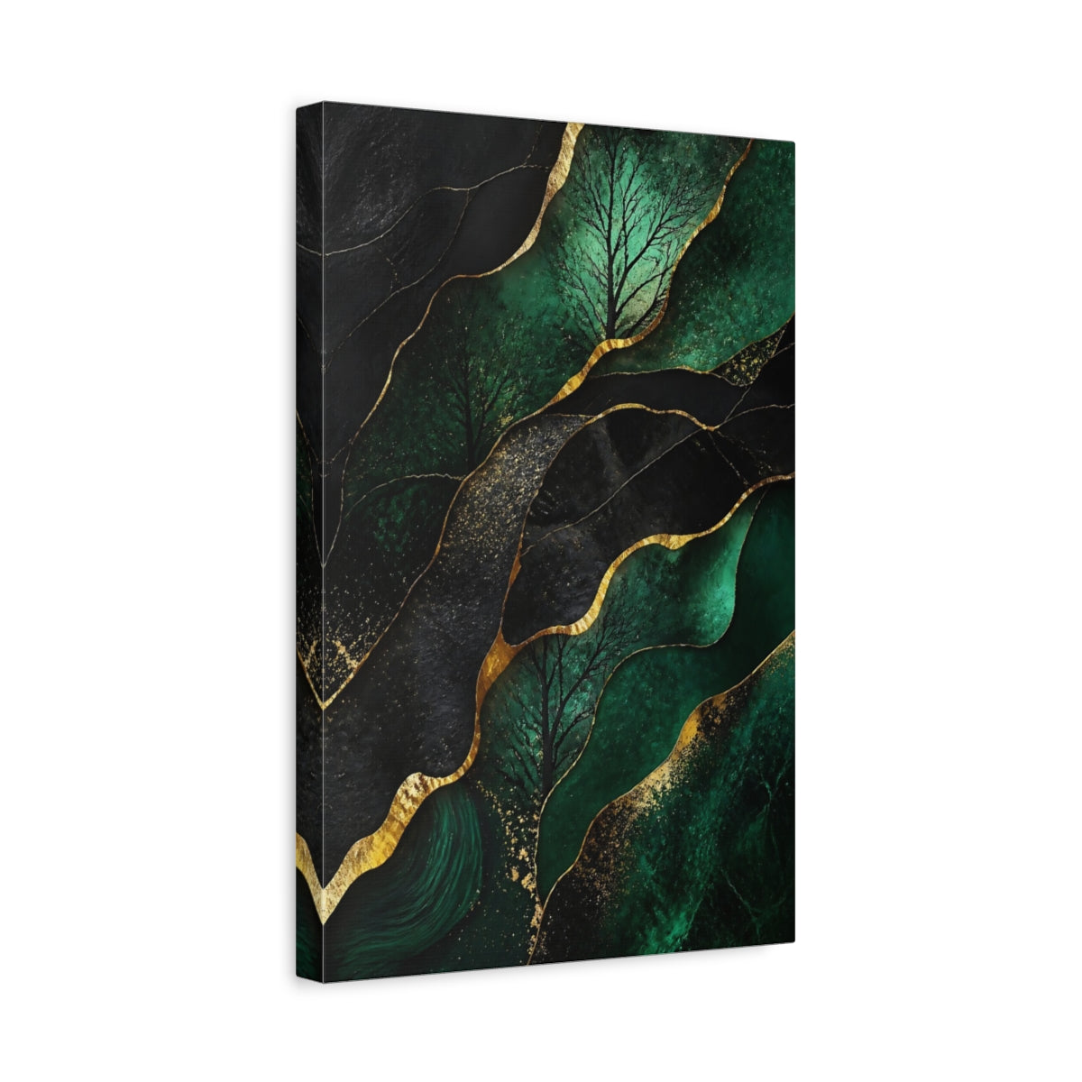 Side Mockup 4. Abstract Emerald Tree shown as canvas print