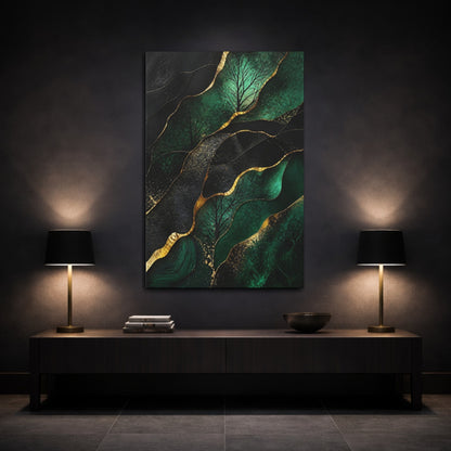 Mockup 3. Abstract Emerald Tree shown as canvas print