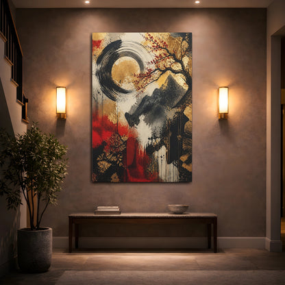 Mockup 2. Abstract Enso Cherry Branch shown as canvas print