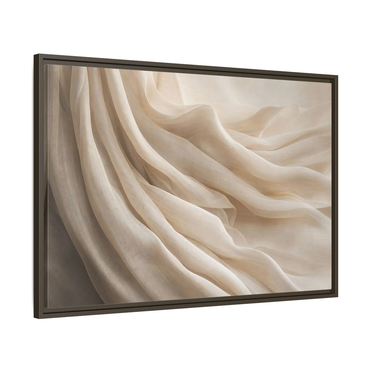 Main Mockup. Abstract Fabric Folds Cream White Fabric shown as stretched canvas wall art