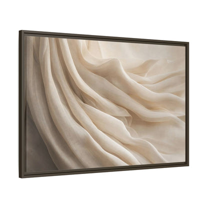 Main Mockup. Abstract Fabric Folds Cream White Fabric shown as stretched canvas wall art
