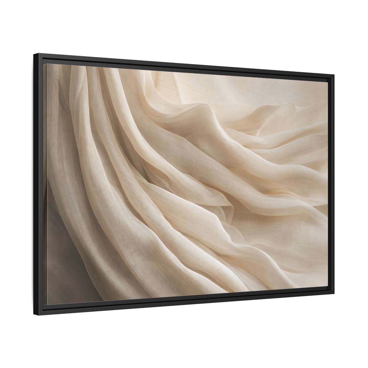 Side Mockup 13. Abstract Fabric Folds Cream White Fabric shown as stretched canvas wall art