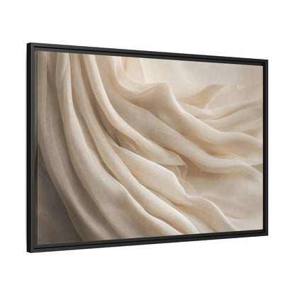 Side Mockup 13. Abstract Fabric Folds Cream White Fabric shown as stretched canvas wall art