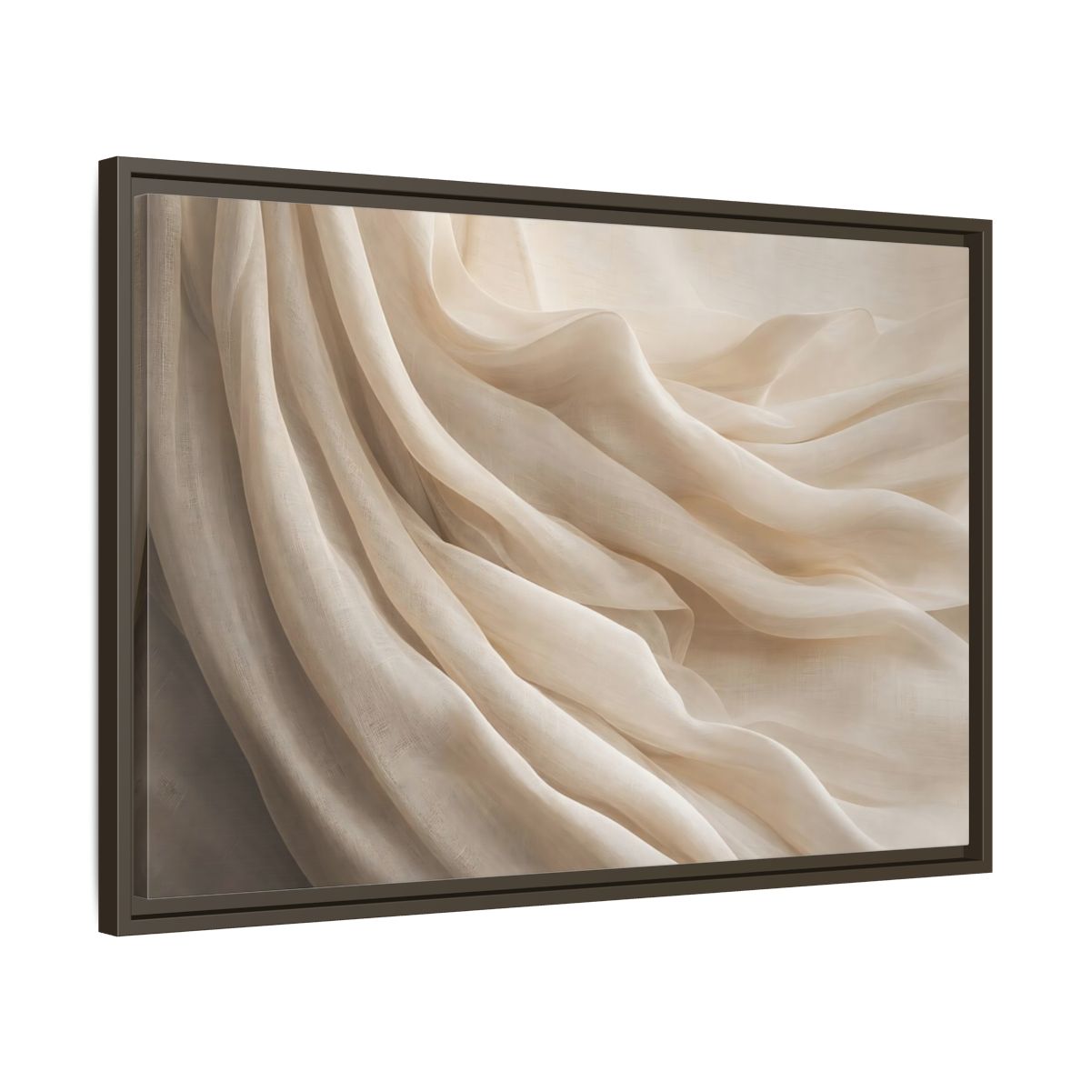 Side Mockup 11. Abstract Fabric Folds Cream White Fabric shown as stretched canvas wall art