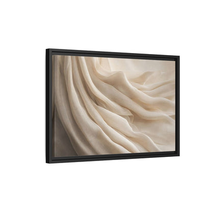 Side Mockup 3. Abstract Fabric Folds Cream White Fabric shown as stretched canvas wall art