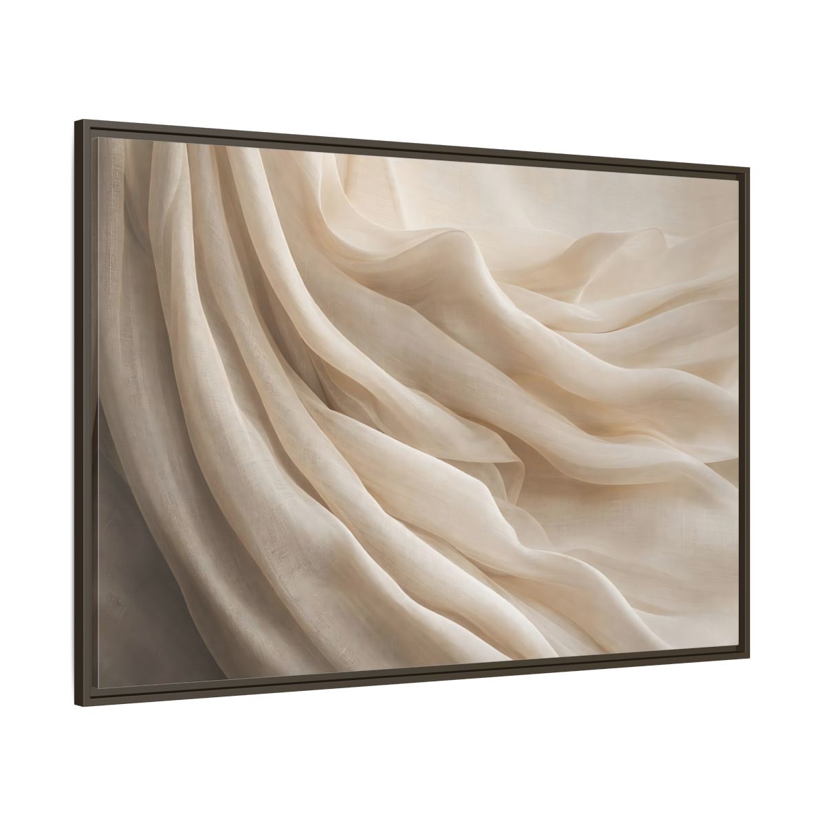 Side Mockup 8. Abstract Fabric Folds Cream White Fabric shown as stretched canvas wall art