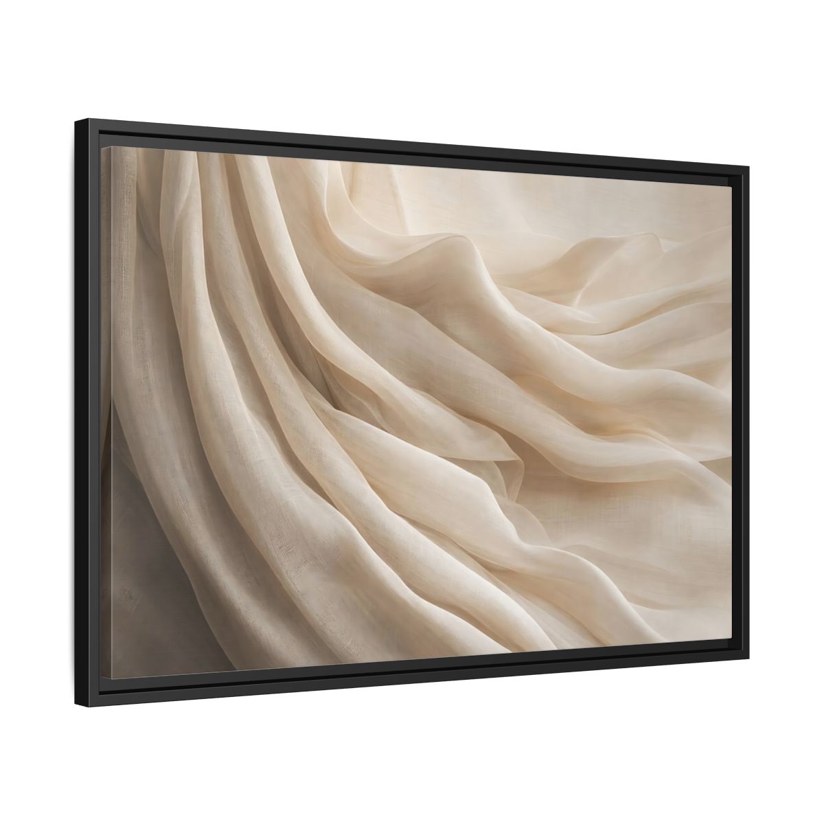Side Mockup 14. Abstract Fabric Folds Cream White Fabric shown as stretched canvas wall art