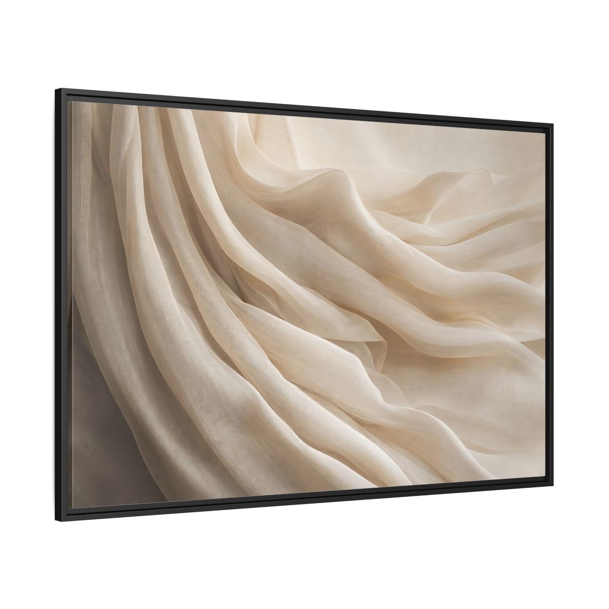 Side Mockup 12. Abstract Fabric Folds Cream White Fabric shown as stretched canvas wall art