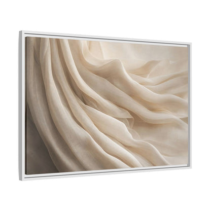 Side Mockup 9. Abstract Fabric Folds Cream White Fabric shown as stretched canvas wall art