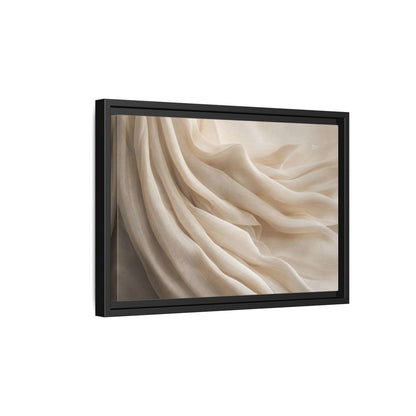 Side Mockup 6. Abstract Fabric Folds Cream White Fabric shown as stretched canvas wall art