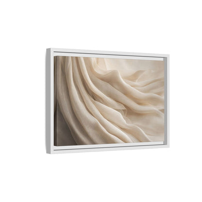 Side Mockup 4. Abstract Fabric Folds Cream White Fabric shown as stretched canvas wall art