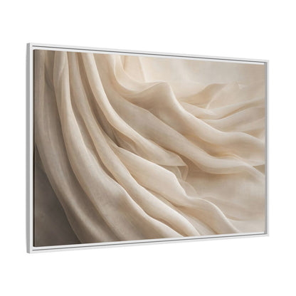 Side Mockup 7. Abstract Fabric Folds Cream White Fabric shown as stretched canvas wall art