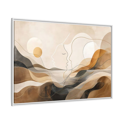 Side Mockup 7. Abstract Abstract Faces Brown Gold Abstract shown as stretched canvas wall art