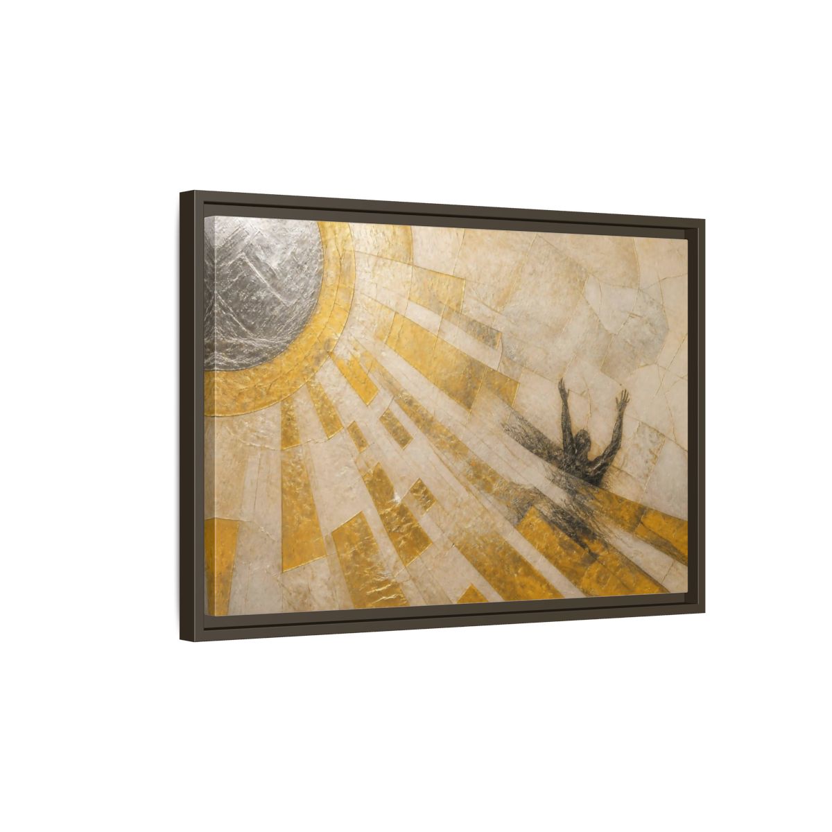 Side Mockup 2. Abstract Falling Silhouette shown as framed canvas print