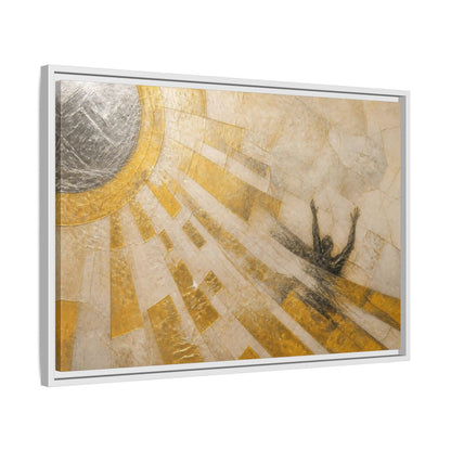 Side Mockup 10. Abstract Falling Silhouette shown as framed canvas print