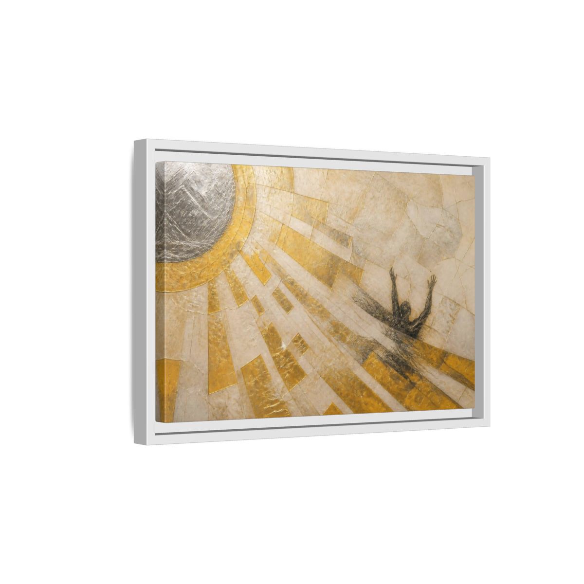 Side Mockup 4. Abstract Falling Silhouette shown as framed canvas print