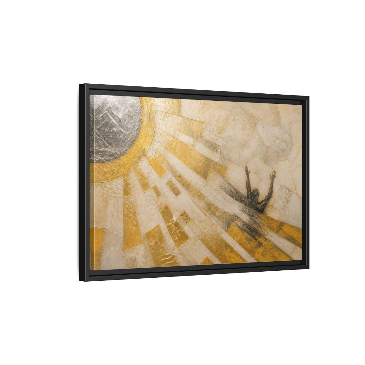 Side Mockup 3. Abstract Falling Silhouette shown as framed canvas print