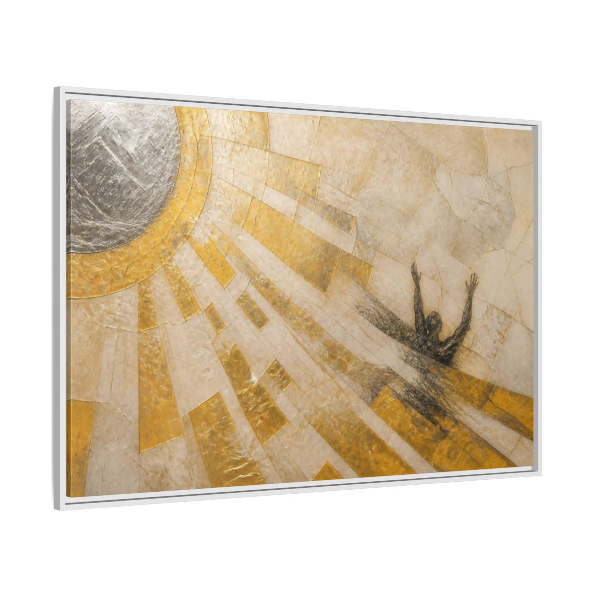 Side Mockup 7. Abstract Falling Silhouette shown as framed canvas print