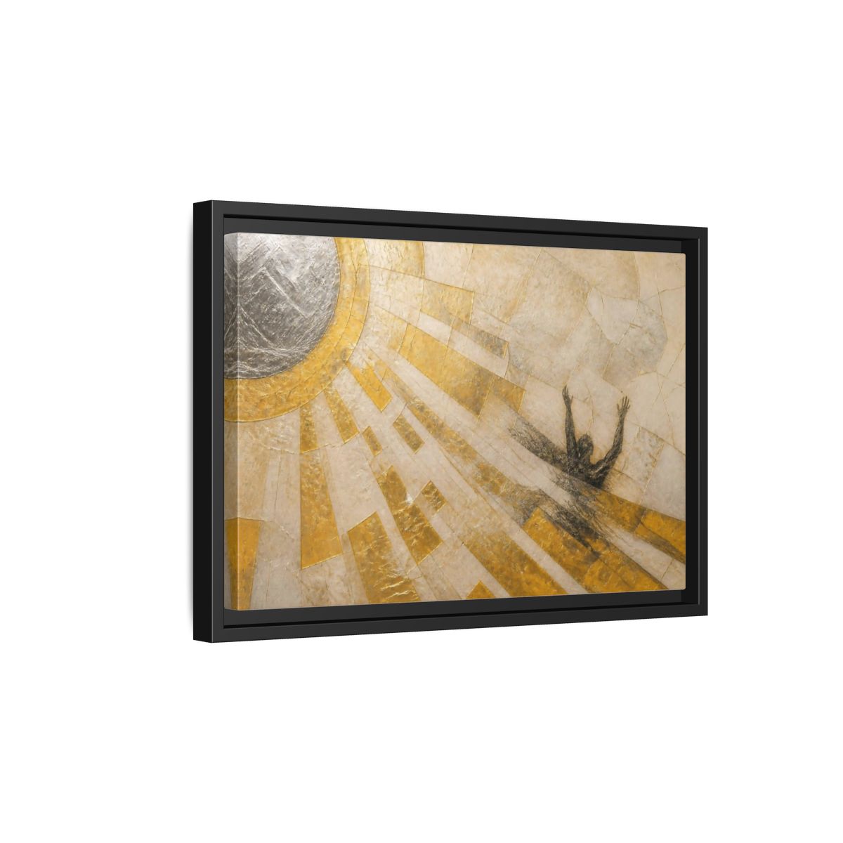 Side Mockup 6. Abstract Falling Silhouette shown as framed canvas print