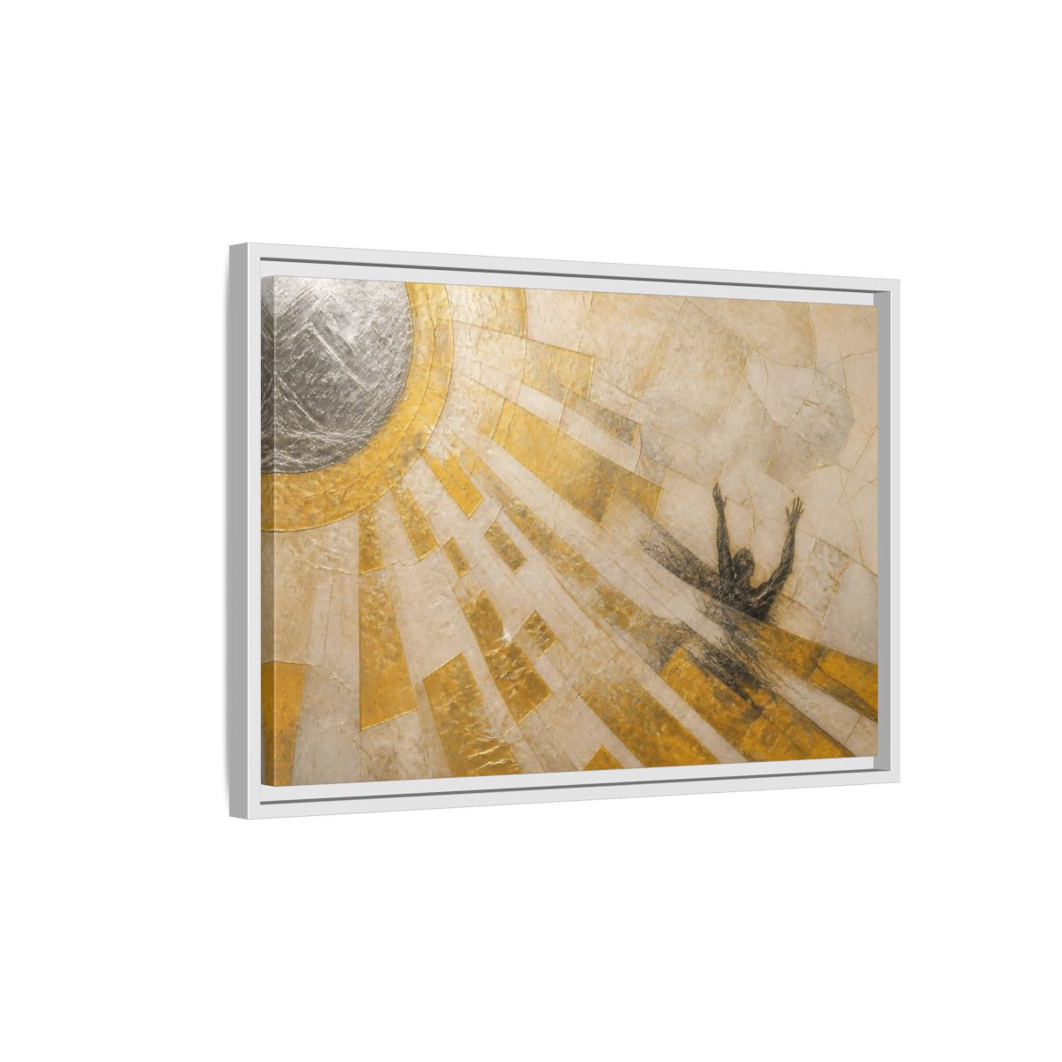 Side Mockup 1. Abstract Falling Silhouette shown as framed canvas print