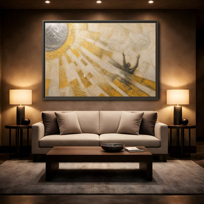 Mockup 2. Abstract Falling Silhouette shown as framed canvas print
