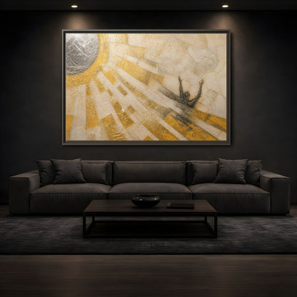 Mockup 3. Abstract Falling Silhouette shown as framed canvas print