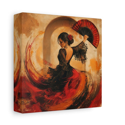 Side Mockup 2. Abstract Flamenco Dancer Red And Black shown as canvas print