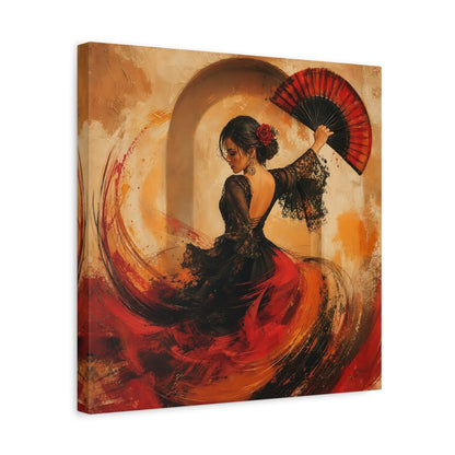 Side Mockup 6. Abstract Flamenco Dancer Red And Black shown as canvas print