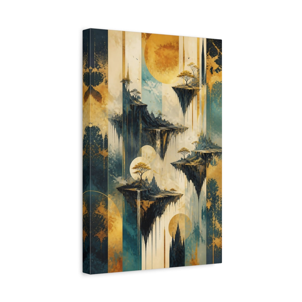 Side Mockup 4. Abstract Floating Islands shown as canvas print
