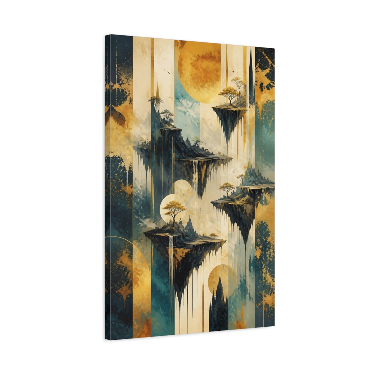 Side Mockup 2. Abstract Floating Islands shown as canvas print