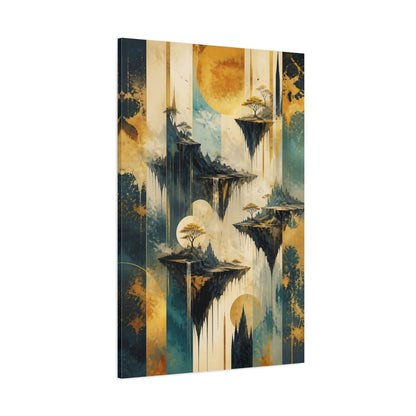 Side Mockup 1. Abstract Floating Islands shown as canvas print