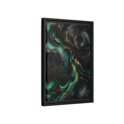 Side Mockup 6. Abstract Abstract Floral Emerald Gold Abstract shown as stretched canvas wall art