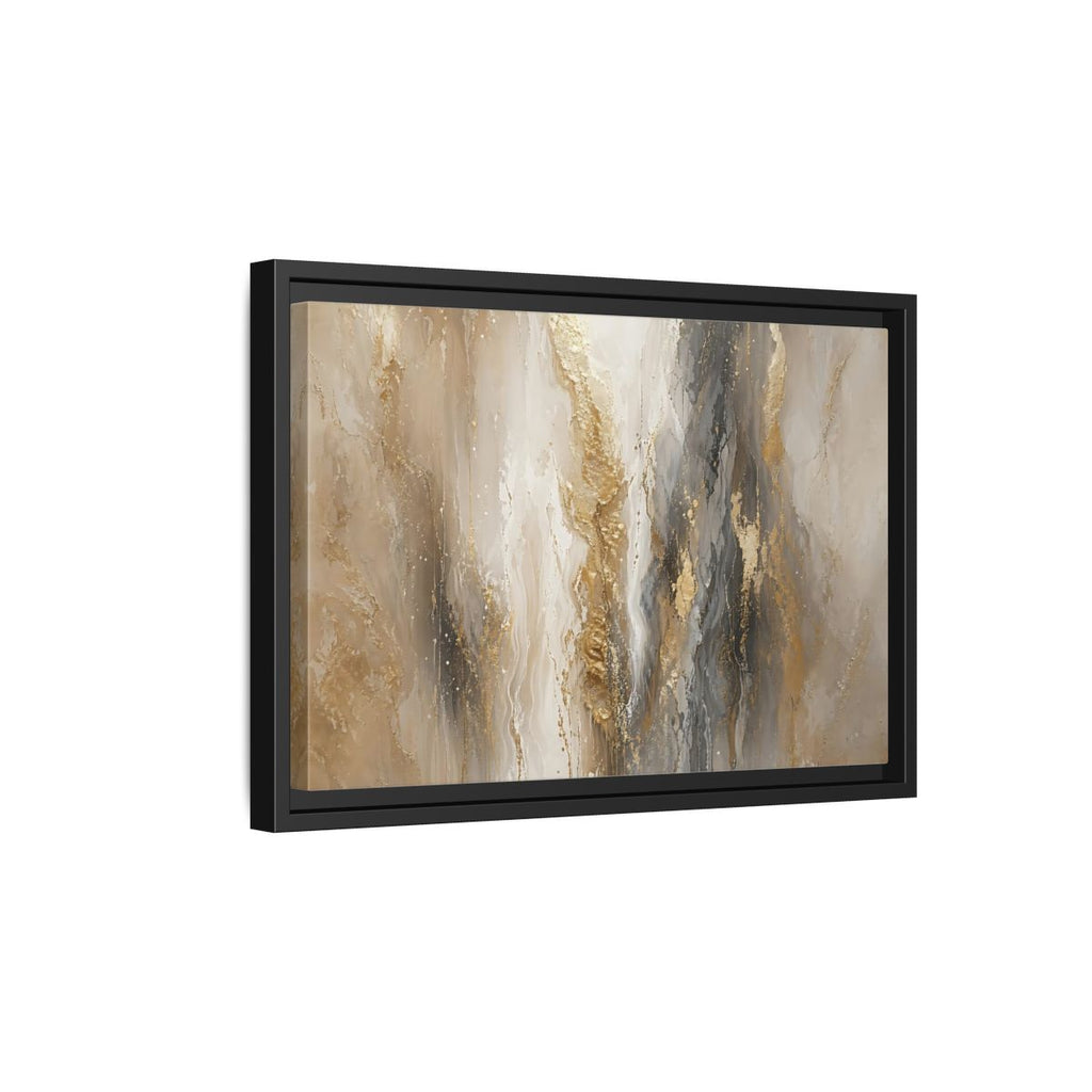 Side Mockup 6. Abstract Abstract Flow Gold And Gray Abstract shown as stretched canvas wall art