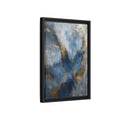 Side Mockup 6. Abstract Fluid Abstraction Blue And Gold shown as stretched canvas wall art