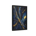 Side Mockup 6. Abstract Fluid Art Blue Gold Abstract shown as stretched canvas wall art