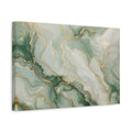 Side Mockup 4. Abstract Fluid Art Green And Gold shown as stretched canvas wall art