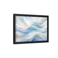 Side Mockup 6. Abstract Fluid Curves Blue And Gold shown as stretched canvas wall art