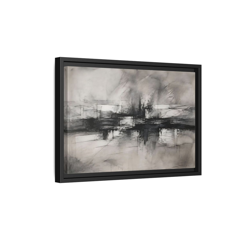 Side Mockup 6. Abstract Abstract Forms Black And White Abstract shown as stretched canvas wall art