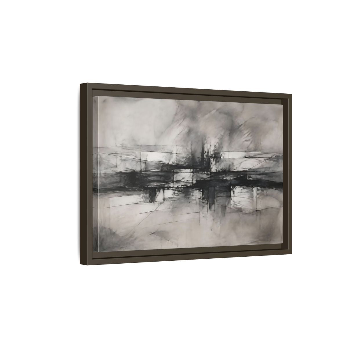 Side Mockup 5. Abstract Abstract Forms Black And White Abstract shown as stretched canvas wall art