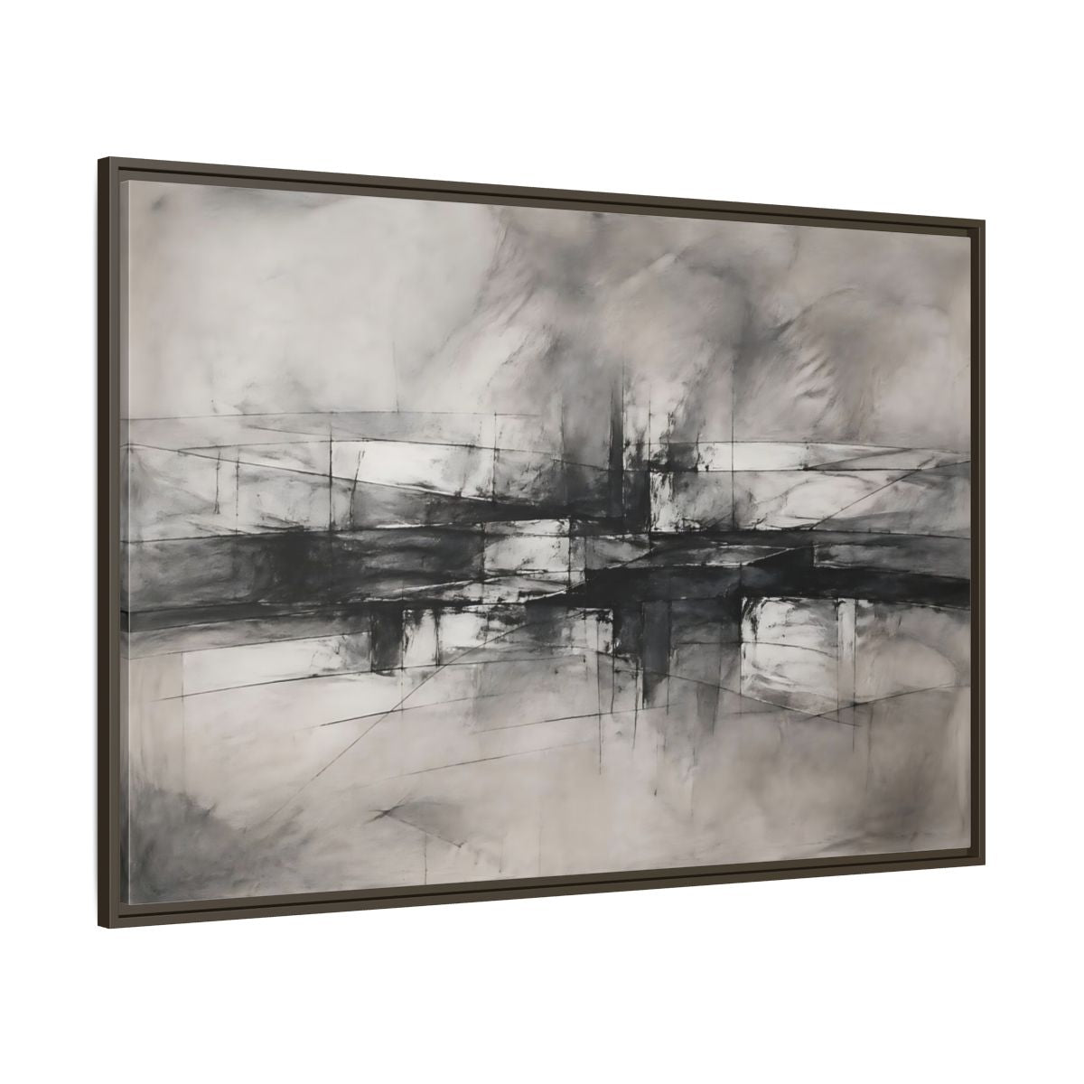 Side Mockup 8. Abstract Abstract Forms Black And White Abstract shown as stretched canvas wall art