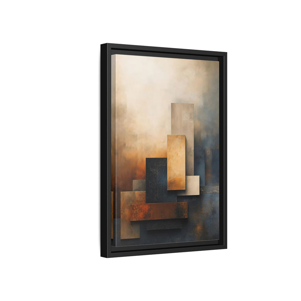 Side Mockup 6. Abstract Abstract Forms Brown Blue Abstract shown as stretched canvas wall art