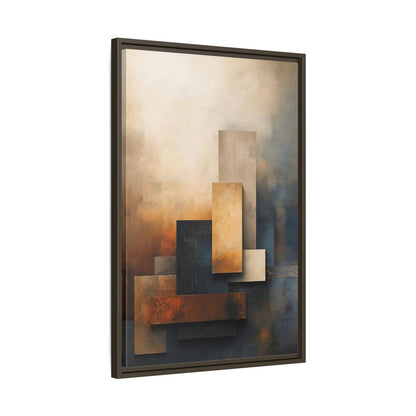 Side Mockup 11. Abstract Abstract Forms Brown Blue Abstract shown as stretched canvas wall art