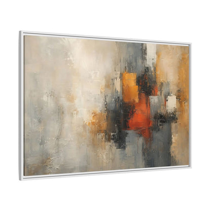 Side Mockup 7. Abstract Abstract Forms Orange Grey Abstract shown as stretched canvas wall art