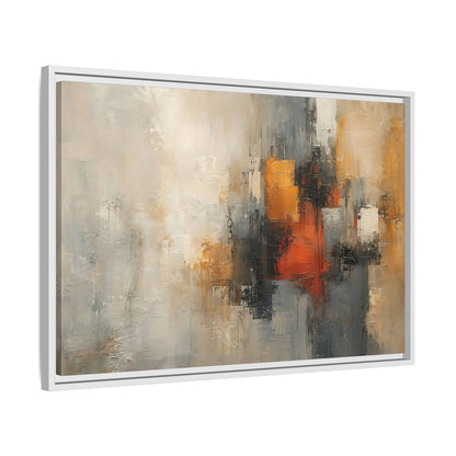 Side Mockup 10. Abstract Abstract Forms Orange Grey Abstract shown as stretched canvas wall art