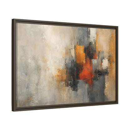 Side Mockup 11. Abstract Abstract Forms Orange Grey Abstract shown as stretched canvas wall art